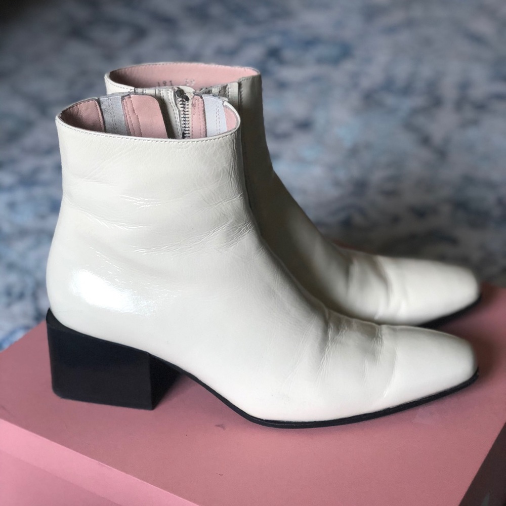 Acne studios vanilla yellow patent leather boot